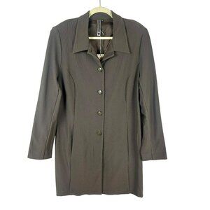NEW Lynne Ritchie Long Line Ribbed Jacket Women XL Green Gray Lagenlook‎ Minimal